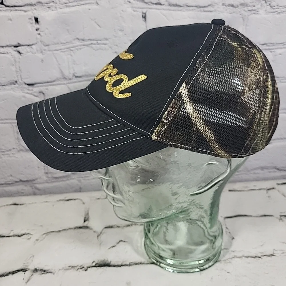 Ford Hat Womens OSFM Camo Adjustable Gold Glitter Brand Advertising Ball Cap